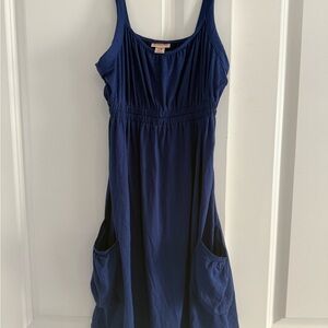 Blue Sleeveless Dress with Pockets